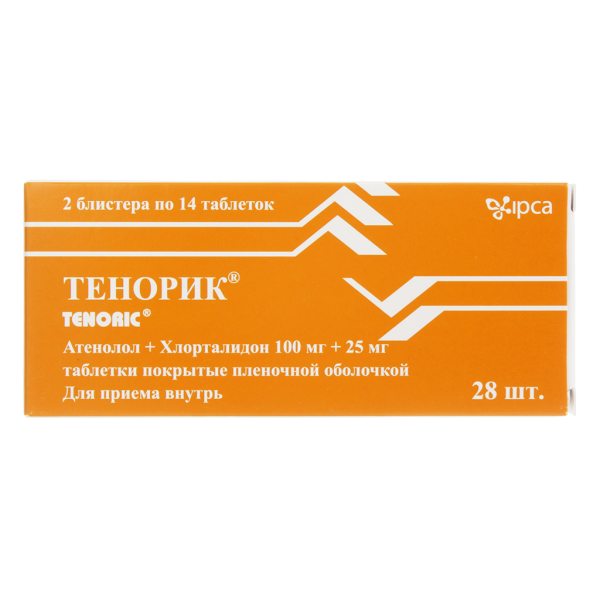 Тенорик таблетки покрытпленоб 100 мг+25 мг 28 шт