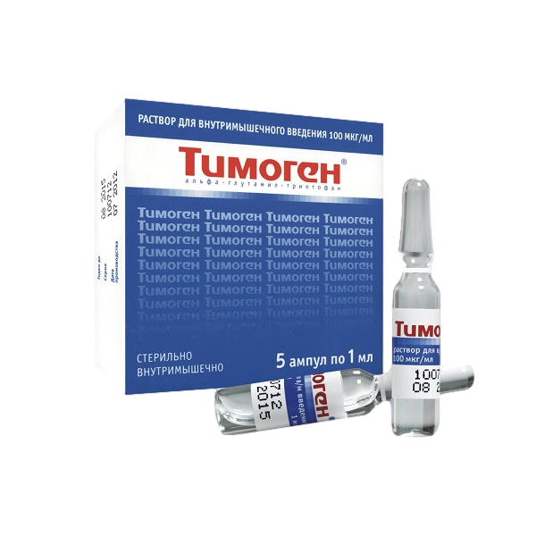 Тимоген раствор для в/м введ 100 мкг/мл 1 мл амп 5 шт