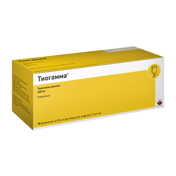 Тиогамма раствор для инфузий 12 мг/мл 50 мл фл 10 шт
