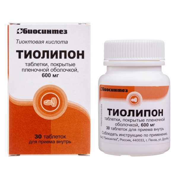 Тиолипон таблетки покрытпленоб 600 мг 30 шт