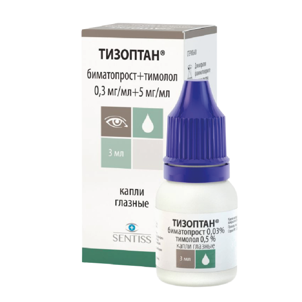 Тизоптан капли глазные 0,3 мг+5 мг/мл 3 мл фл 1 шт