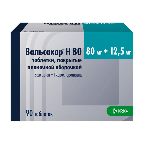 Вальсакор H80 таблетки покрытпленоб 80 мг+12,5 мг 90 шт