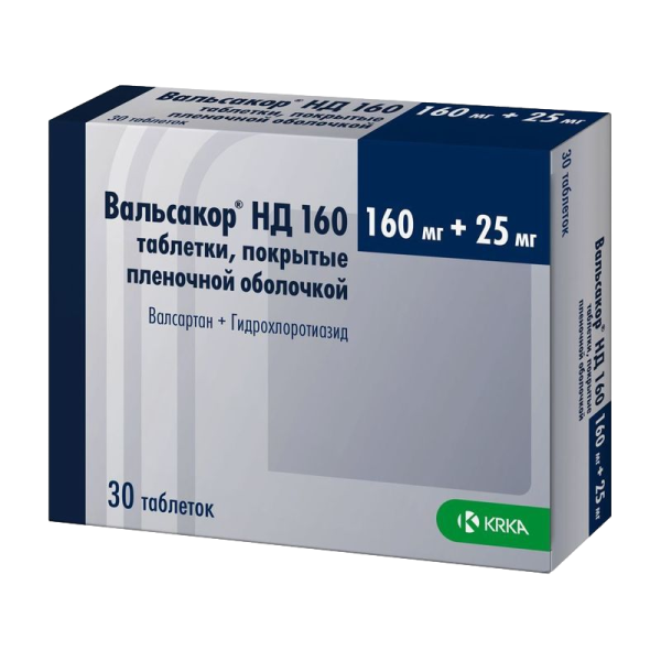 Вальсакор НД160 таблетки покрытпленоб 160 мг+25 мг 30 шт