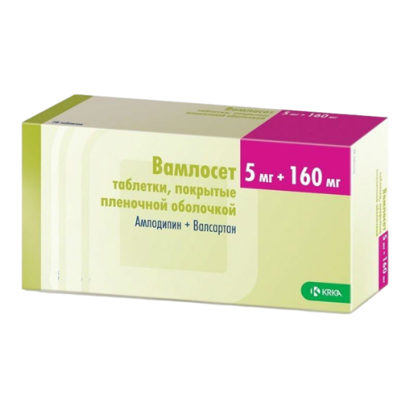 Вамлосет таблетки покрытпленоб 5 мг+160 мг 30 шт