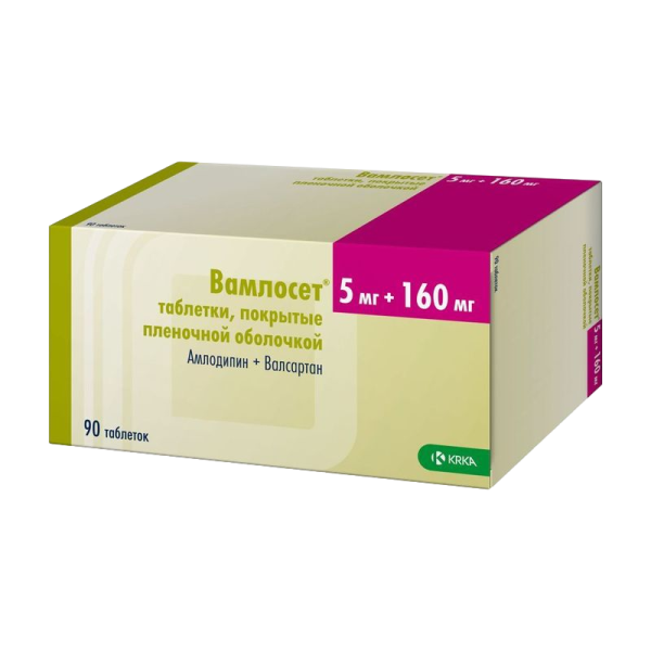 Вамлосет таблетки покрытпленоб 5 мг+160 мг 90 шт