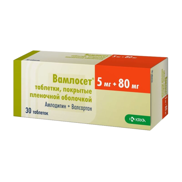 Вамлосет таблетки покрытпленоб 5 мг+80 мг 30 шт