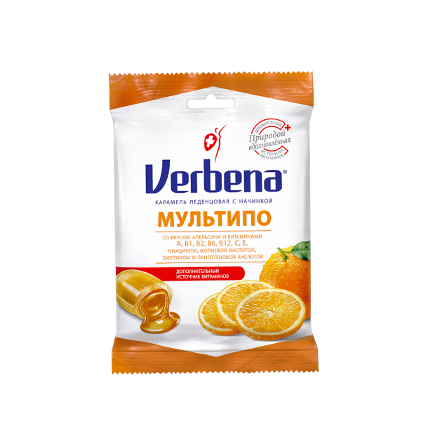Вербена / Verbena Мультипо карамель леденцовая с начинкой массой 3,2 г 1 уп