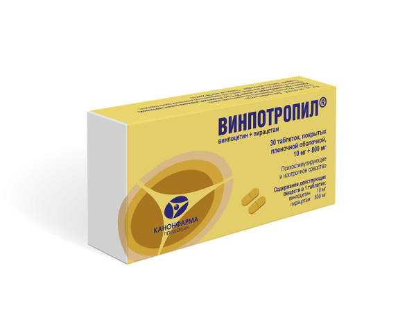 Винпотропил таблетки покрытпленоб 10 мг+800 мг 30 шт
