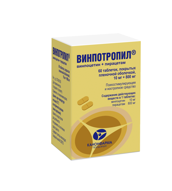 Винпотропил таблетки покрытпленоб 10 мг+800 мг 60 шт