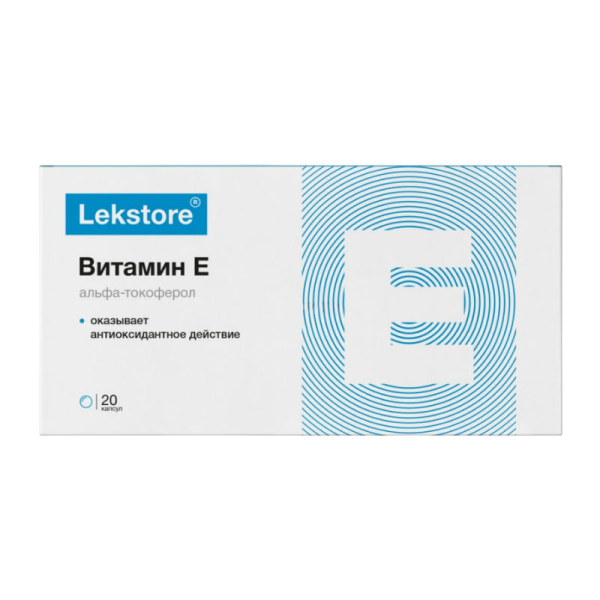 Витамин Е Лекстор Lekstore Альфа-токоферол капсулы массой 0,27 г 20 шт